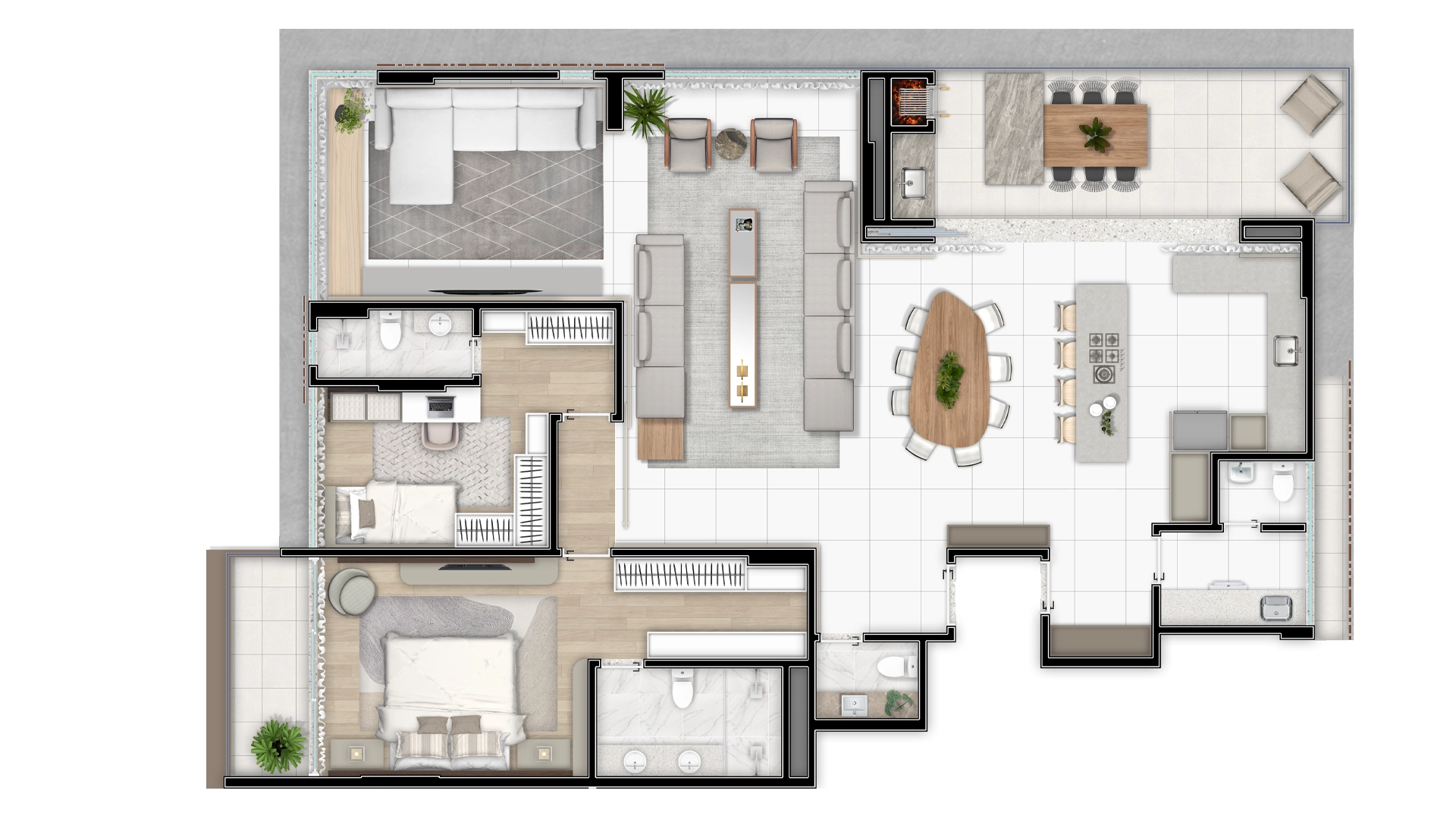 Apartamento Tipo 2 - Cozinha Aberta + Home