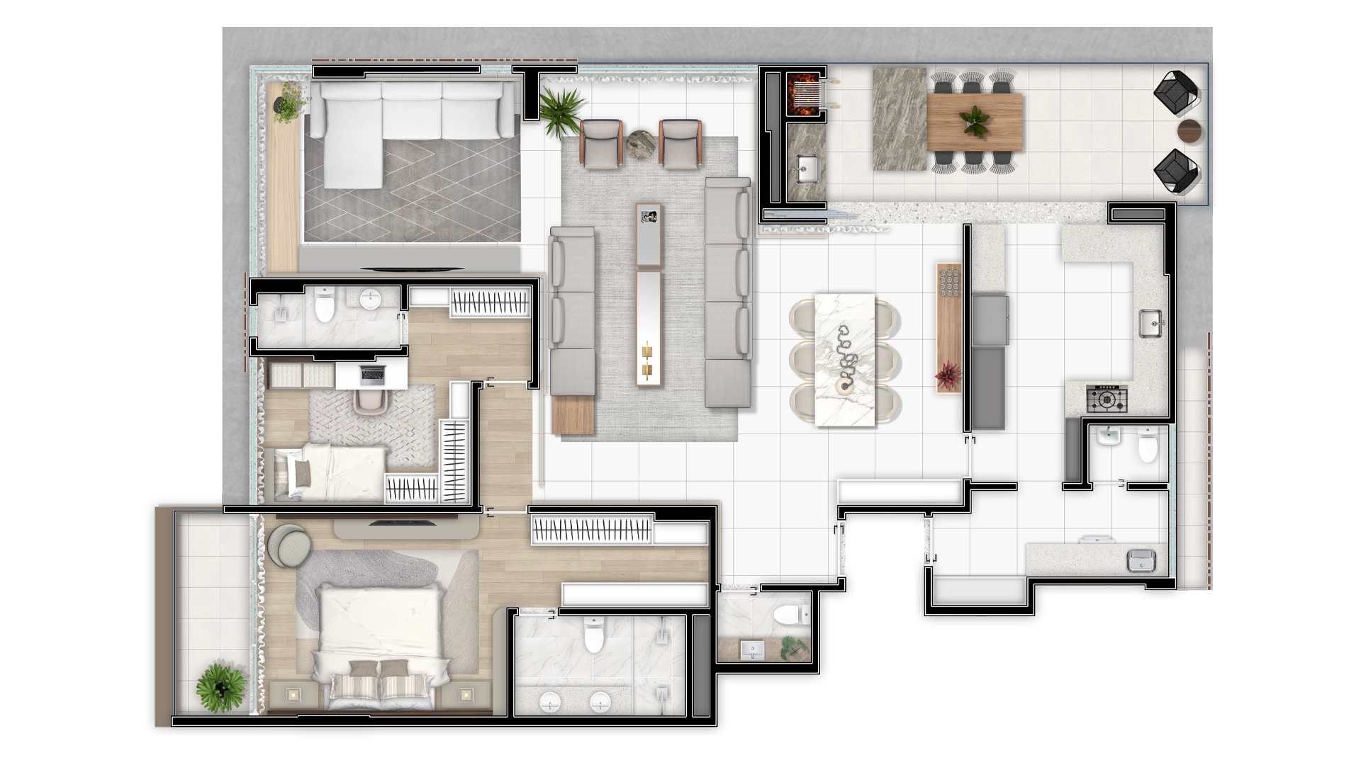 Apartamento Tipo 4 - Cozinha Fechada + Home
